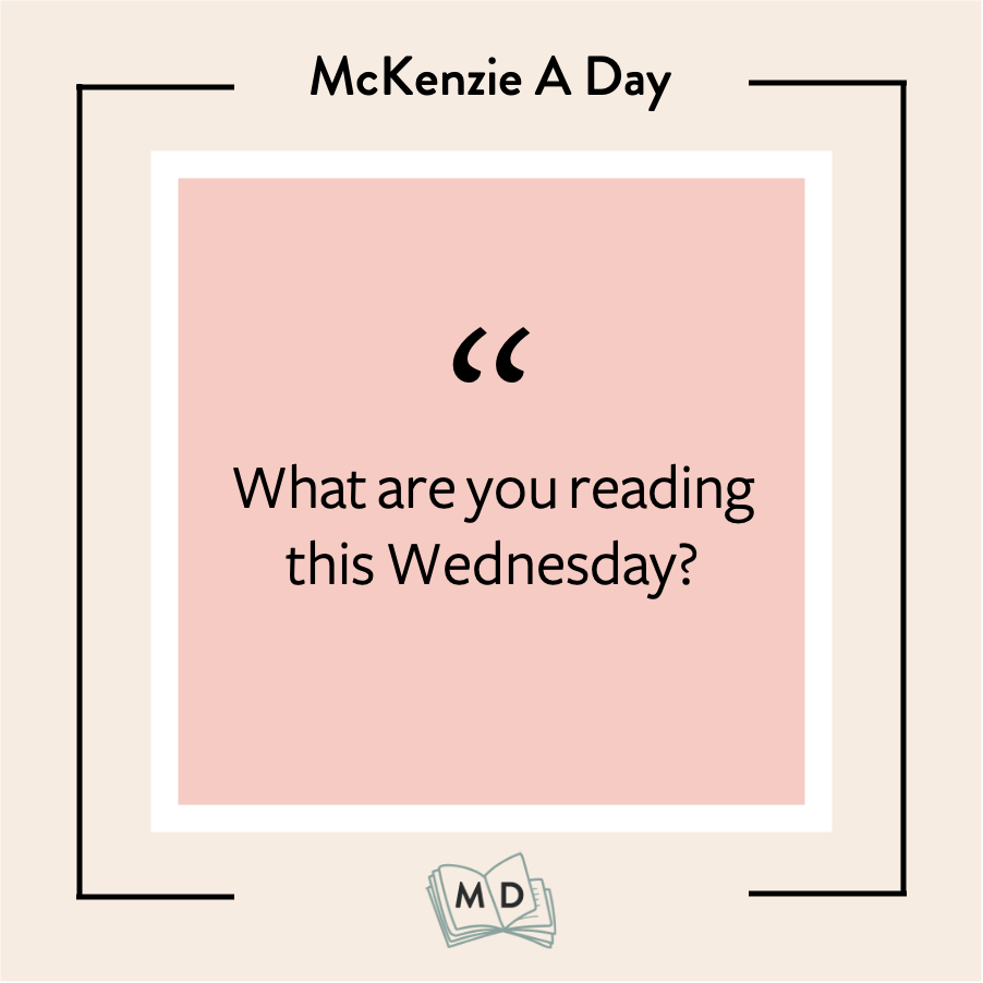 Pink box that says inside "What are you reading this Wednesday?"