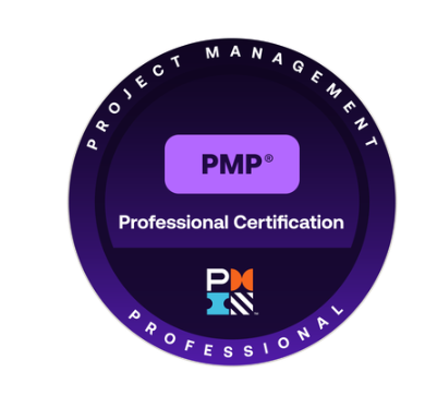 A purple badge that says PMP Professional Certification