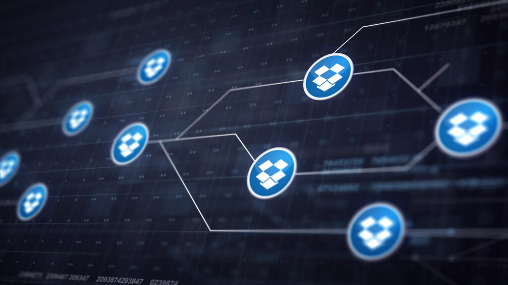A set of blue icons connected by lines representing an integrated digital ecosystem.